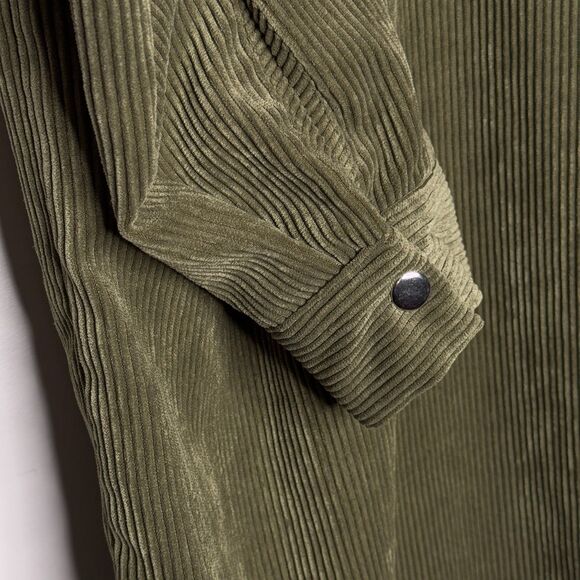 Vero Moda Womens Corduroy Button Up Shirt Small‎ Green Ribbed Oversized Lounge - Picture 8 of 9
